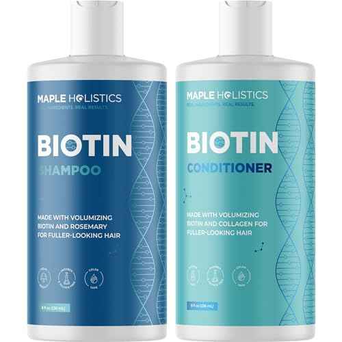 Rosemary Biotin Shampoo and Conditioner Set - Volumizing Shampoo and Conditioner for Thinning Hair for Women & Men with Nourishing B Vitamins - Color Safe Sulfate Paraben & Silicone Free (8 Fl Oz)
