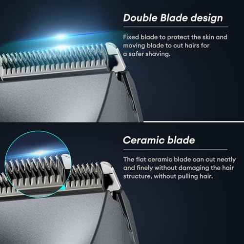 Body Hair Trimmer for Men, kensen Electric Groin Hair Trimmer, Rechargeable Body Groomer, Replaceable Ceramic Blade Heads, IPX7 Waterproof Wet/Dry Clippers, Male Pubic Hair Hygiene Razor