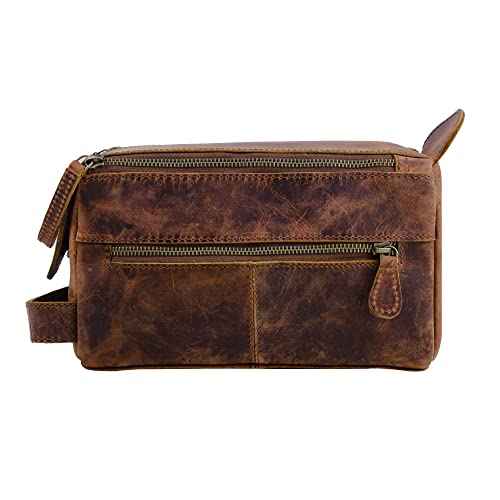 Handmade World Toiletry Bag for Men Dopp Kit genuine Buffalo Leather Toiletry Bag Case Travel Accessories Makeup cosmetic Essentials Organizer Leather Travel Toiletries Bag