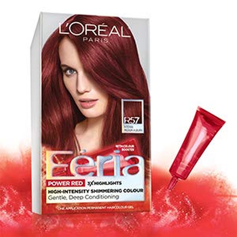L'Oreal Paris Feria Hair Color - R57 Intense Medium Auburn Permanent Dye Kit | Pack of 2