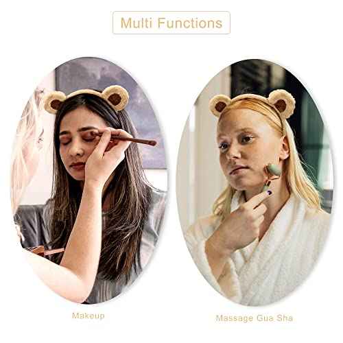 SIOTMERA Brown Bear Ears Cute Headband Fluffy Hairband Animal Head Wear for Party Celebrations Trips Decoration Cosplay Dress up Costume Makeup Washing Face Adults Womens Gift, 2 packs