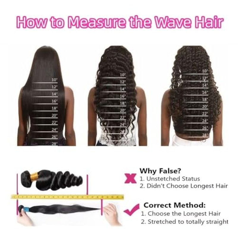 Loose Wave Hair Bundles Thick Brazilian Virgin Human Hair Loose Wave Bundles for Women Natural Black Color Can Be Dyed and Styled Total 300g 16 18 20 Inch