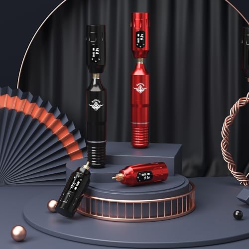 Beginners Tattoo Gun Machine Kit Professional Complete Tattoo Gun Kits for Beginner Rotary Tattoo Pen Set with 10Pcs Tattoo Cartridge Needles for Starter Artists (Black-45Pcs)