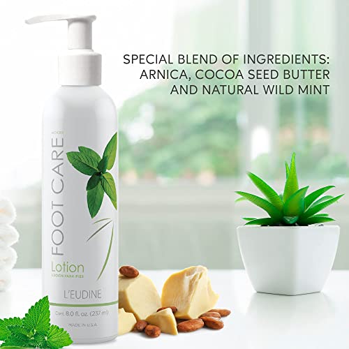 L¡¯EUDINE Foot Lotion ? Pack of 3 - Foot Care Cream with Arnica, Cocoa Seed Butter, Vegetable Glycerin, Mint ? Foot Lotion for Dry Cracked Feet and Calluses ? Refreshing and Moisturizing Foot Cream