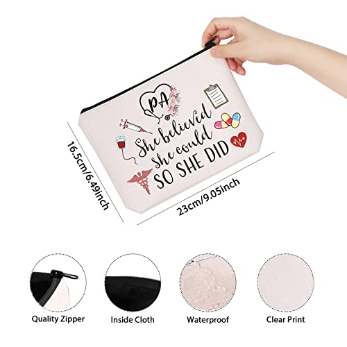 TSOTMO Physician Assistant Gift She Believed She Could So She Did 2022 Nurse Graduation Gift Makeup Bag (She Believed PA)