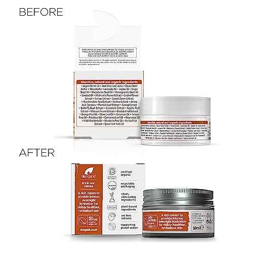 Dr. Organic Moroccan Argan Oil Night Cream | Nourishing Overnight Therapy Cream, For Normal to Dry Skin, Vegan, Natural, Certified Organic, Paraben & SLS-Free, 50 mL/ 1.7 fl oz