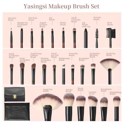 Makeup Brush Set Professional 26-Piece Makeup Brushes Set Premium Synthetic Foundation Powder Concealer Blush Eyeshadow Contour Makeup Brush Set with 2 Brush Bags