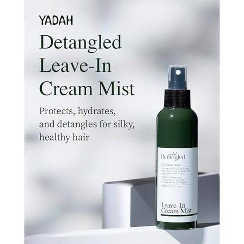 YADAH Detangled Leave-In Cream Mist, 5.07 Fl oz | Non-Greasy Hydration with Ceramide NP, Jojoba Oil & Keratin | Restores Shine, Repairs Damage, Prevents Frizz for All Hair Types