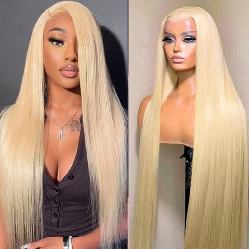 LICHANG 24Inch 613 Lace Front Wig Human Hair 13X4 Blonde Straight HD Transparent Lace Frontal Wigs Human Hair Pre Plucked 200% Density Blonde Glueless Wigs Human Hair