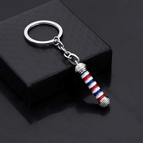WSNANG Barber Shop Sign Keychain/Necklace Barber Turn Light Pendant Jewelry Hair Stylist Gift