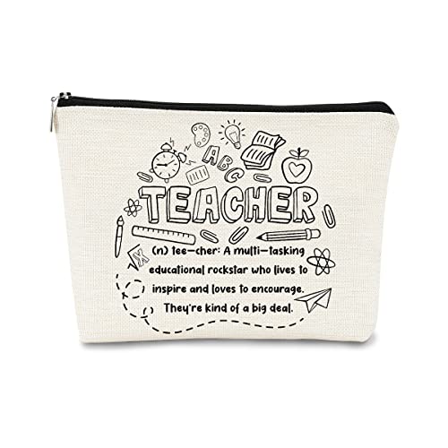 Teacher Survival Kit Bag - Makeup Bag for Women, Small Cosmetic Bag for Teacher Appreciation, Graduation & Birthday Gifts