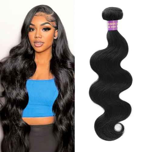 14A Human Hair Bundles 16 Inch Body Wave Bundles Human Hair 100% Unprocessed Brazilian Virgin Hair Body Wave 1 Bundle Human Hair Extensions for Women Natural Color Quick Weave
