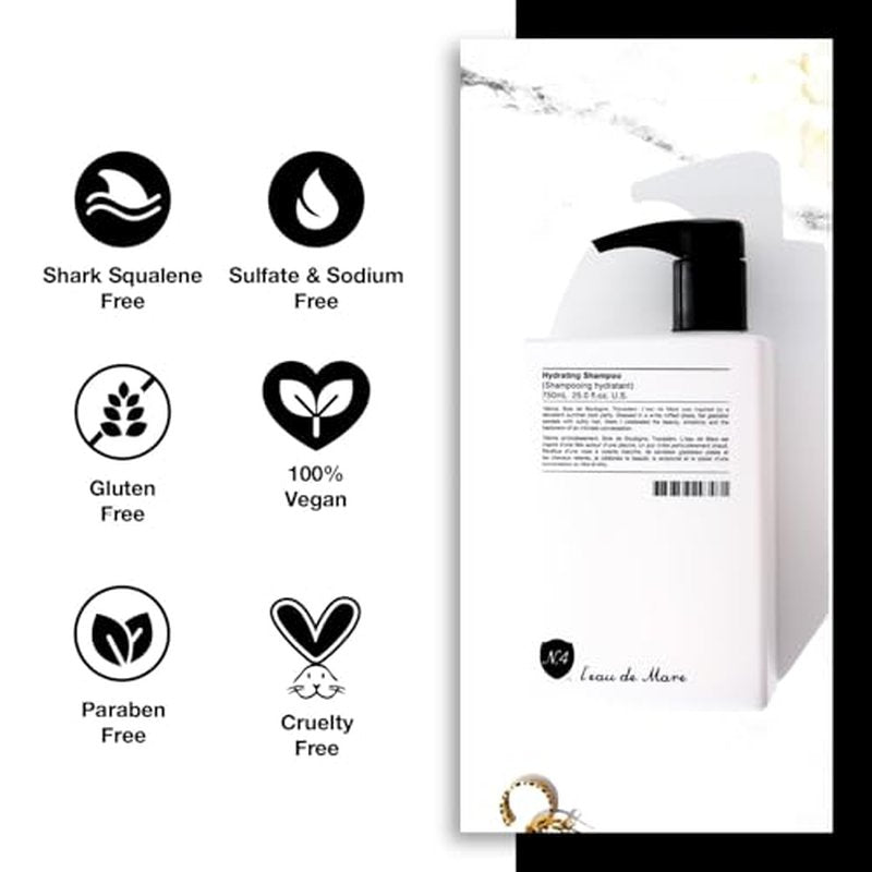 Number 4 Hydrating Shampoo, Shampoo for Women and Men. Sulfate, Gluten, & Paraben Free. Moisturizing & Color Protecting, 25 oz