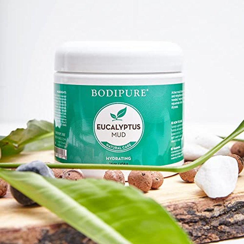 Bodipure Eucalyptus Mud Mask for Body - Rich in Eucalyptus, and Active Mud to Firm and Rehydrate Skin - Spa Quality Mud Moisturizing, and Cooling Skin, 16 Ounce