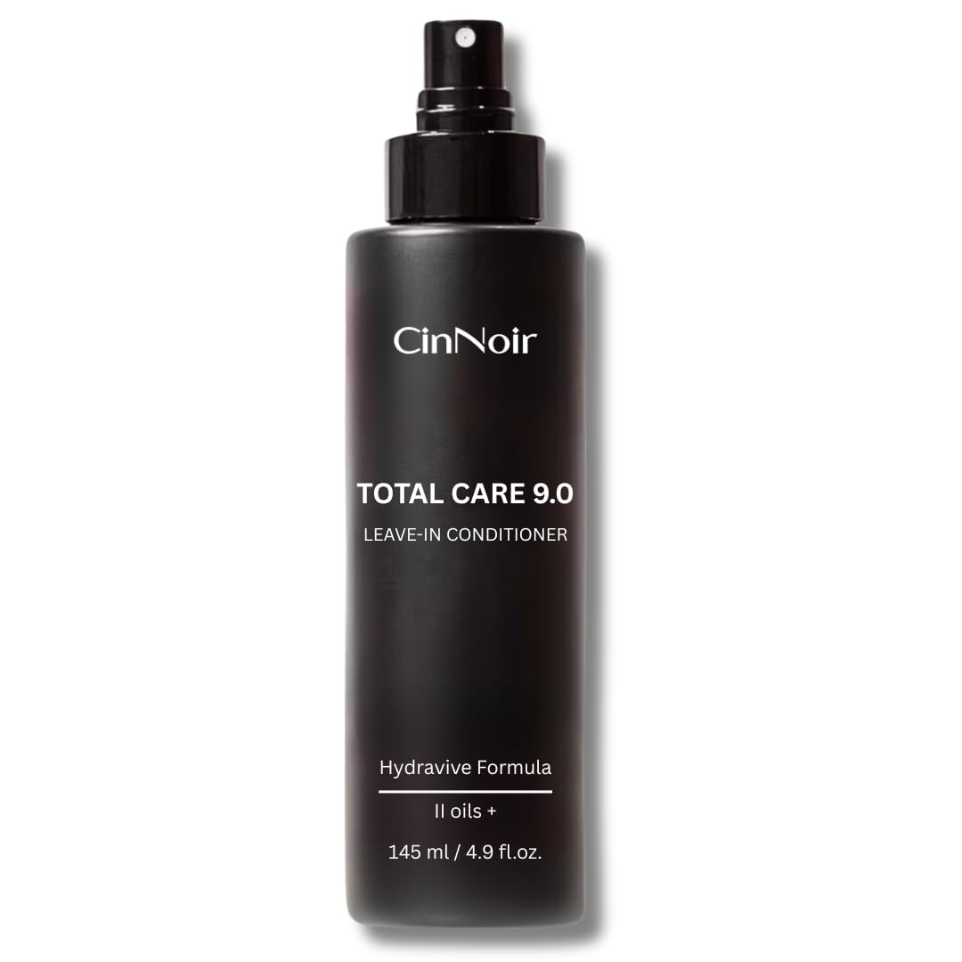 CinNoir Total Care 9.0 Leave-In Conditioner Spray, 2 Layer Conditioner, Frizz Control and Detangler, Silicone Free, Conditioner for Dry Damaged Hair, Women & Men, Hair Conditioner for All Hair Types
