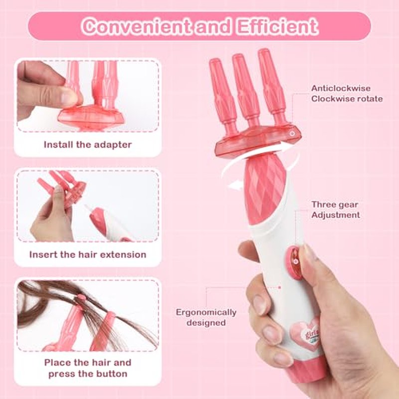 DIY Hair Salon Toys for Girls, Automatic Hair Braiding Machine & Rope Braider with Accessories, Kids Hair Styling Tool for Girls 3 4 5-12 Years Old