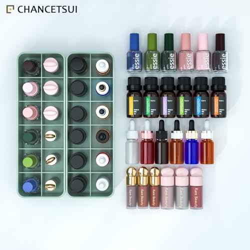 Organizer Holder for Lipstick Nail Polish: Lip Gloss Makeup Storage Drawer Organizers, Vanity Small Perfume Rack Plastic Tray Lipgloss Mascara Holders Stand Cosmetic Display Case 24 Spaces, Green