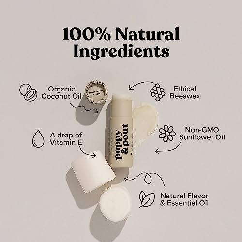 Poppy & Pout Marshmallow Creme Jumbo Lip Balm | All Natural Lip Balms & Moisturizers | Hydrates with Beeswax, Vitamin E, Organic Coconut Oil | Cruelty-Free | Lip Balm in Recyclable Cardboard Tube