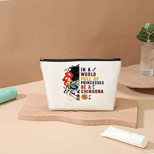 DJHUNG Inspired Mexican Girl Makeup Bag Funny Badass Women Gift Skull Travel Pouch for Women Female Girls Friends Sister BFF Nurse Mom Aunt Birthday Christmas Halloween in a World Full of Princesses