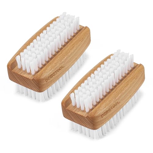 2-Pack Fingernail Brush - Wooden Nail Brush for Cleaning Fingernails, Two Side Bristle Hand Nail Scrubber for Cleaning Tough Grime, Gardening & Manicure