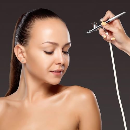 Pinkiou Airbrush Gun Mini Makeup Air Brush Spary Gun 0.4mm Needle and Nozzle For Make up Face Eyebrow Nail Temporary Tattoo (single gun)