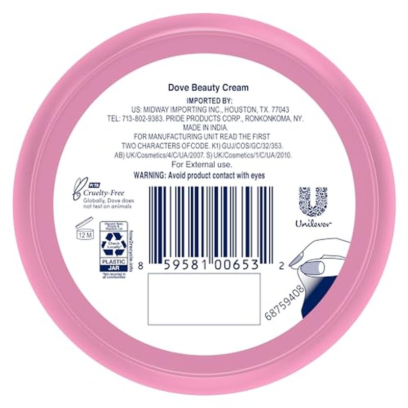 Dove Lotion, Beauty Cream - Light, Fast-Absorbing Face and Body Cream for Normal to Dry Skin, 24-Hour Moisture, Luxuriously Scented Face Cream, Hand & Body Lotion, Travel Size, 2.53 Fl Oz (Pack of 4)