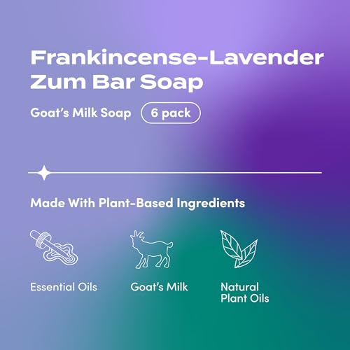 Indigo Wild Zum Goat's Milk Soap Bar - Bar Soap for Hands & Body Made with Essential Oils - 3 oz - Frankincense-Lavender (6 Pack)