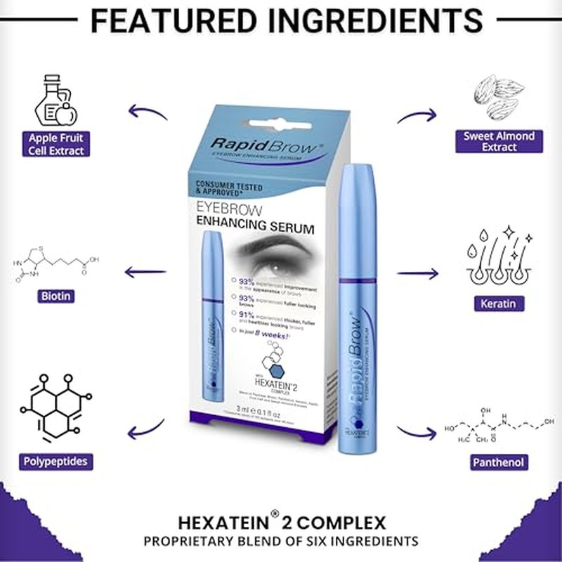 RAPIDBROW Eyebrow Enhancing Serum, 3ml /0.1 Fluid Ounce clear