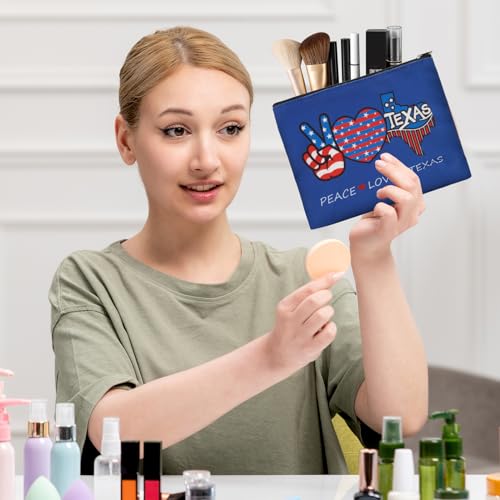 6 Pcs Texas Souvenir Gifts Cosmetic Bag Texas Makeup Bag Texas Themed Zipper Pouch Texas Gifts for Women Traveler Souvenirs