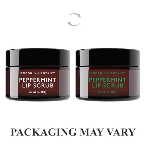 Brooklyn Botany Lip Scrub Exfoliator 1 oz ? Lip Moisturizer for Dry Lips and Chapped Lips ? Gentle Lip Exfoliator for Smooth and Brighter Lips ? Peppermint Flavor