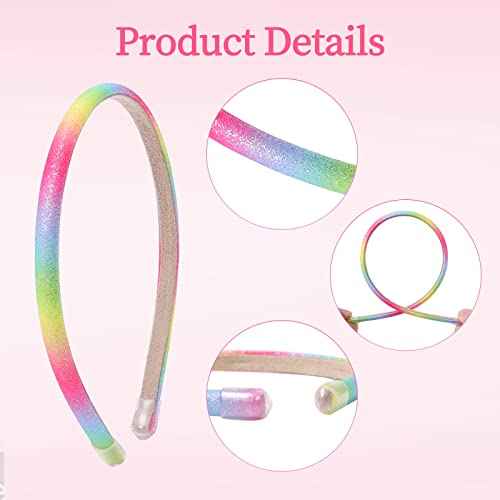 Fishdown Glitter Sequin Non-Slip Headbands: Sparkly Thin Skinny Hairbands for Girls, Toddlers, and Women