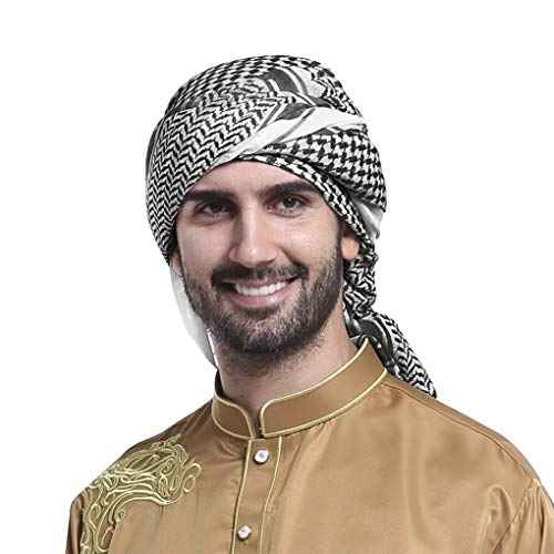 TINAYAUE Men Arabic Shemagh Kaffiyeh Headscarf Turban Bandana Soft Muslim Hijab Headband Shawl Classic Arafat Headwrap