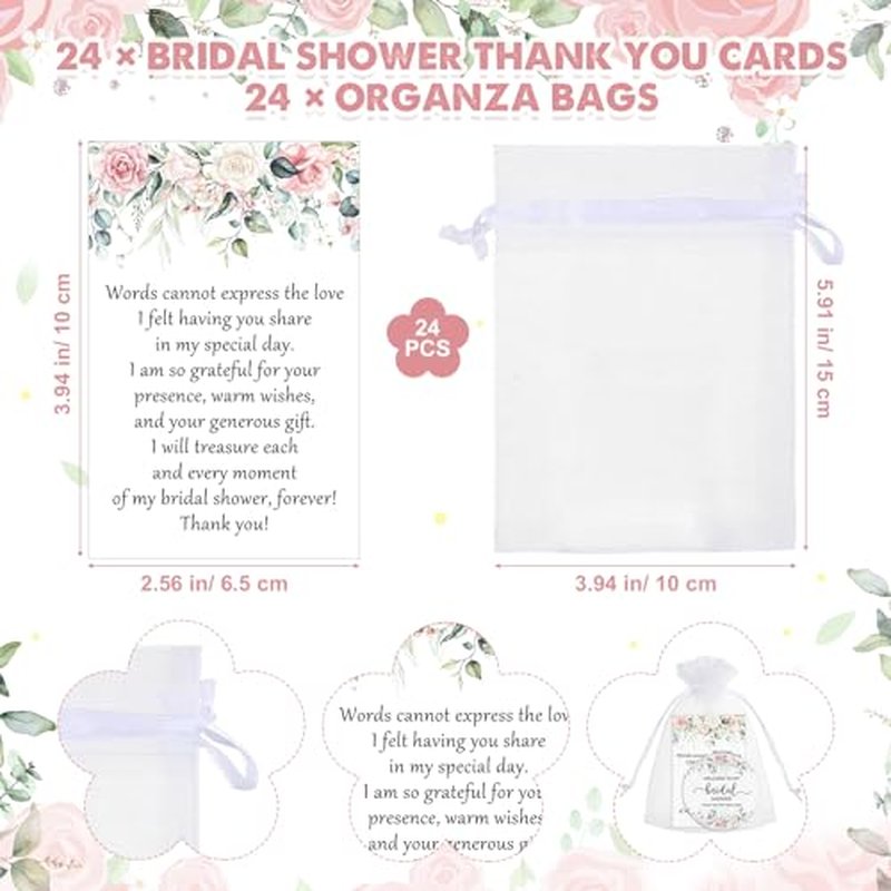 XunYee 24 Sets Bridal Shower Favors for Guests Flower Design Makeup Mirrors Leather Compact Mirrors Bridal Thank You Cards with Organza Bags Bridesmaid Gifts Wedding Party Favors Supplies