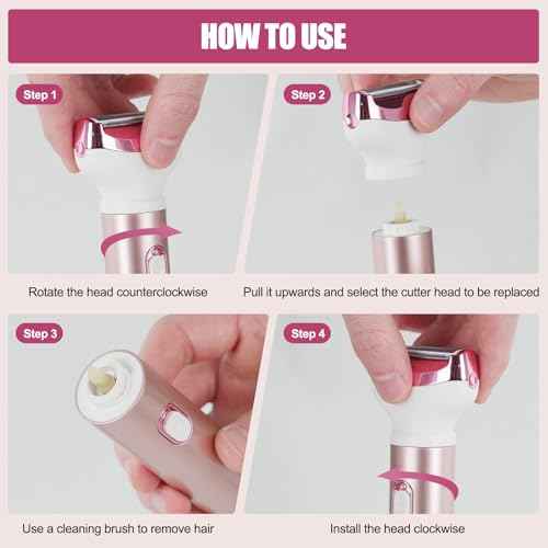 Women Face Epilator, 4-in-1 Portable Design Facial Epilator, Rechargeable Facial Hair Removal for Women & Men, Waterproof Facial Shaver for Face, Ears, Nose, Eyebrow, Body