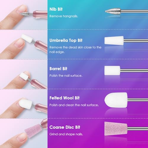 26pcs Nail Drill Bits Set, 3/32inch Professional Ceramic Safety Bits for Nail Drill, Cuticle Efile Nail Drill Bits, Remover Bits for Acrylic Gel Nail Tech Manicure Pedicure, Home Salon
