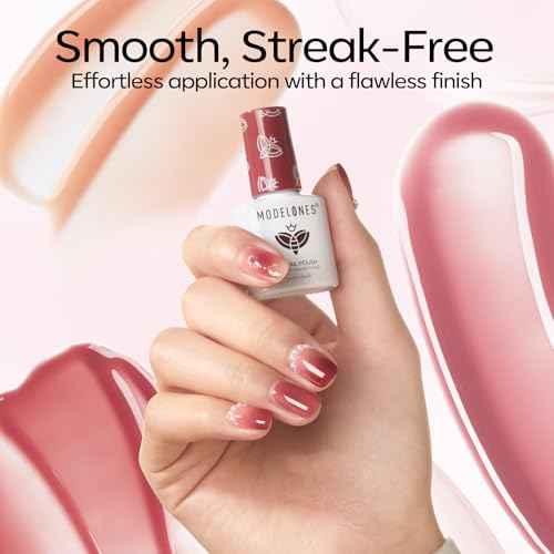 Modelones Jelly Gel Nail Polish Kit with UV Light, Fall Sheer Pink Nude Red Brown Jelly Gel Polish with Base Top Coat Pearl Chrome Powder 4 Transparent Colors Mini Salon Nail Art Gift for Women Girls