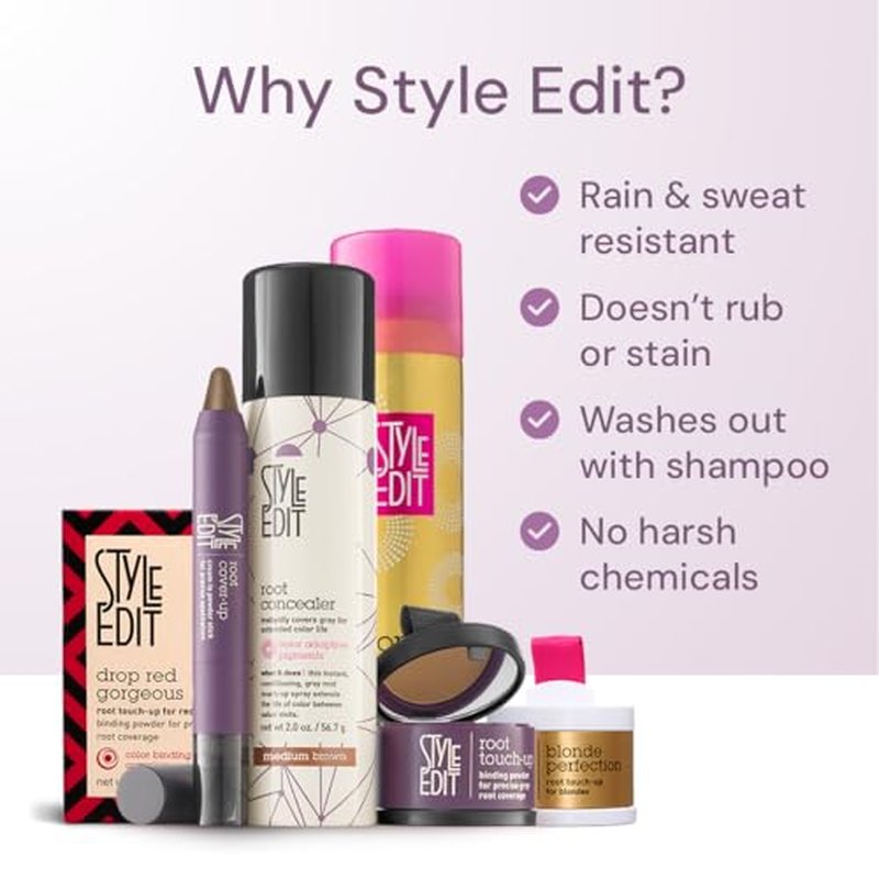 Style Edit Root Concealer Touch Up Spray (Multiple Colors Available) - Instantly Covers Greys And Roots - Professional Salon Quality Grays Cover Up Hair Products for Women Medium Brown 2 Ounce PACK OF 4 PLUS 1 FREE (Total Of 5)