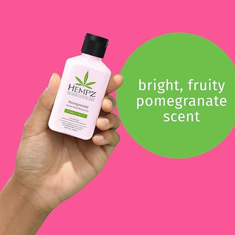 Hempz Pomegranate Herbal Body Moisturizer 2.25 oz - Paraben-Free, Anti-Aging, Hydrating Cream for All Skin Types