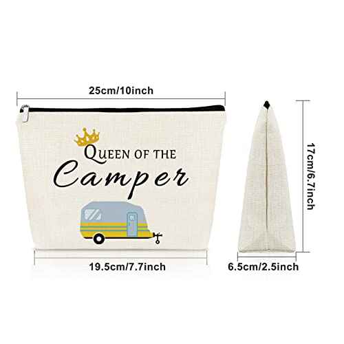 Sazuwu Happy Camper Gift Makeup Bags Camping Lover Gifts for Women Friend Cosmetic Bag Family Vacation Gift Ideas Mother's Day Gift Cute Motorhome Outdoor Gifts Birthday Christmas Gifts Travel Bag