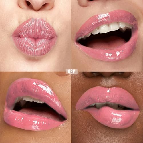 Hydrating Lip Oil, Nourishing Lip Lacquer with Non-Sticky Formula, Color Changing, 0.35 Ounce (2#, 1 Count (Pack of 1))