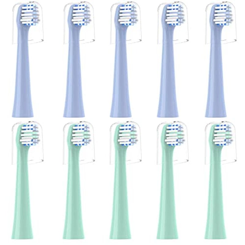 Replacement Toothbrush Heads 10 Pack Compatible with Colgate Hum Connected Smart Battery Electric Toothbrush Head,5 Blue+5 Green