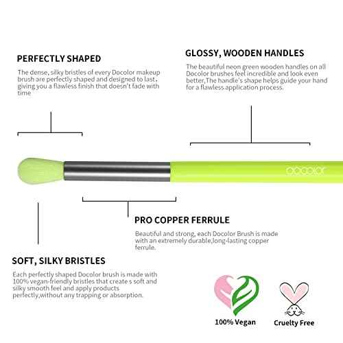 Docolor Makeup Brushes 10Pcs Makeup Brush Set Premium Synthetic Powder Kabuki Foundation Contour Blush Concealer Eye Shadow Blending Liner Make Up Brush Kit - Neon Green