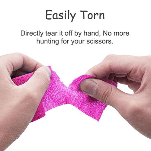 VideoPUP Tattoo Grip Cover Wrap, 6PCS Disposable Cohesive Elastic Bandage Handle Grip Tube for Tattoo Machine Accessories (Phosphor Pink)