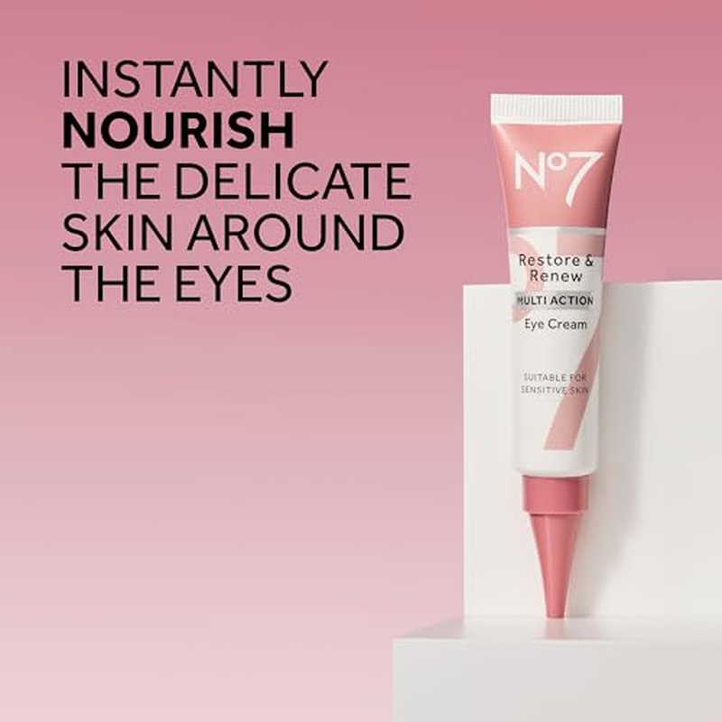 No7 Restore & Renew Multi Action Eye Cream - Skin Renewing Under Eye Cream for Puffiness & Dark Circles - Moisturizing Formula for Wrinkles (15ml)