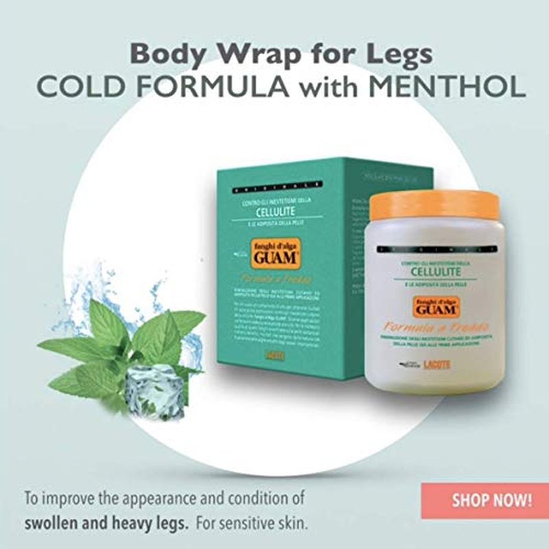 GUAM Seaweed Mud Convenience Economy Pack: Anti-cellulite Body Wrap 1KG + Strengthening Anti-cellulite Gel 250ml, Cellulite Remover Kit, Cellulite Treatment (Cold Mud + Cooling Gel)