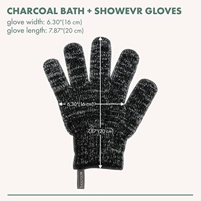 EcoTools Charcoal Bath + Shower Gloves, Exfoliating Gloves Remove Dead Skin & Cleanse Whole Body, Bath Gloves Infused With Charcoal To Scrub & Purify Skin, Cruelty Free, 1 Pair (2 Gloves)