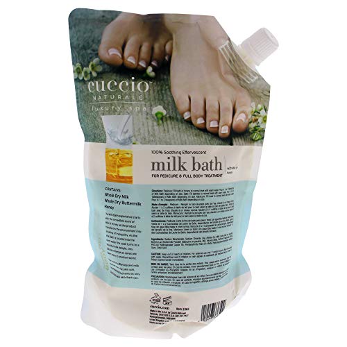 Cuccio Naturale Milk Bath Main-Pedi - Soothing, Effervescent Soak - Leaves Skin Smooth, Nourished and Hydrated - for Manicures, Pedicures and Full Body Treatments - Infused with Honey - 32 Oz