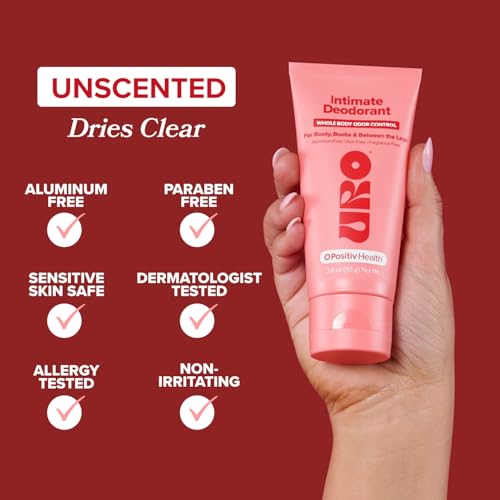 O Positiv URO Intimate Whole Body Deodorant Cream ? Dermatologist Tested, Hypoallergenic, Non-irritating, Aluminum Free, Unscented, Dries Clear ? Odor & Moisture Control, Anti-Chafing ? 3 Oz Tube