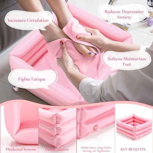 12 Pcs Foot Spa Kit for Girls Kids 12. 5 x 12. 5 x 8. 3 Inch Foot Care Bath and 12 x 28 Inch Hand Towels Washbasin Salon Towels for Spa Sleepover Party Supplies(Light Pink)