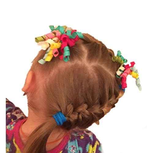 Pack of 18 Mix Color Boutique Girls' Curly Korker Bow Hair Ties